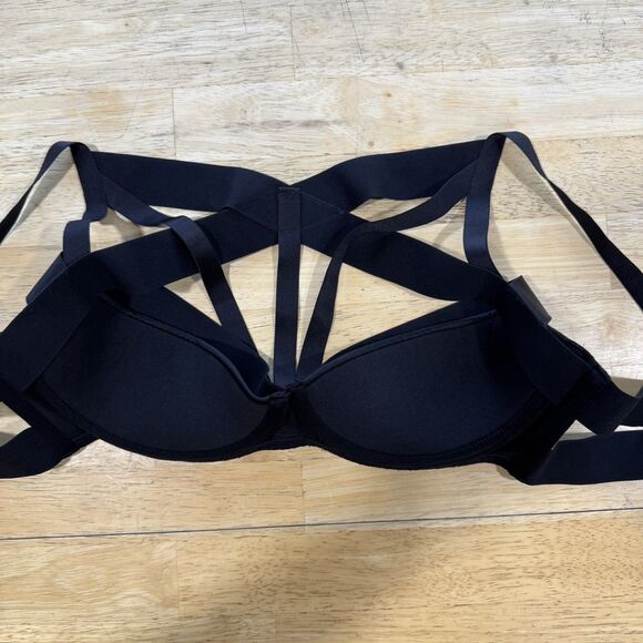 Agent Provocateur Whitney High Neck Underwired Black Bra AP4 36D Silk Straps NEW - Picture 4 of 14